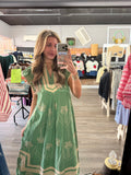 Green Palm Tree Midi Dress