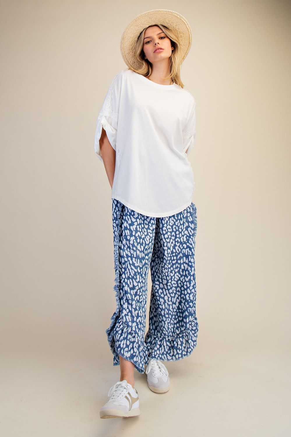 White Twisted Cuff Top