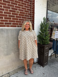Curvy Taupe Floral Textured Dress