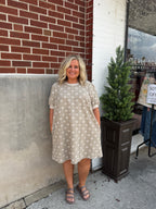 Curvy Taupe Floral Textured Dress