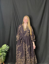Load image into Gallery viewer, Brown Eucalyptus Print Maxi Dress
