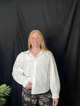 Load image into Gallery viewer, White Puff Sleeve Button Up
