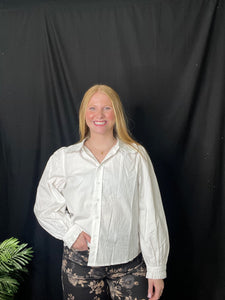 White Puff Sleeve Button Up
