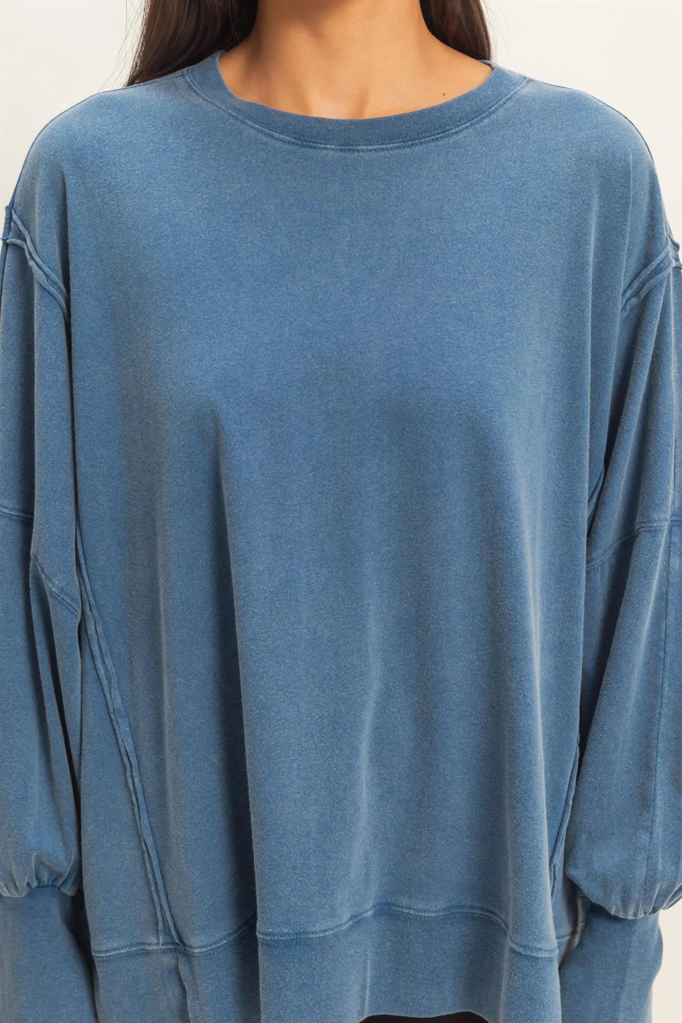 Washed Navy Exposed Seam Sweatshirt