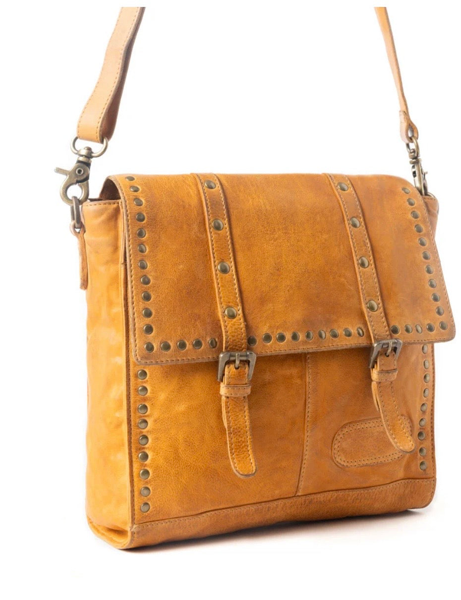 Myra Western Rune Leather Crossbody Bag In Orange