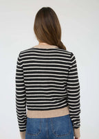 Stripe Colorblock Trim Cardigan