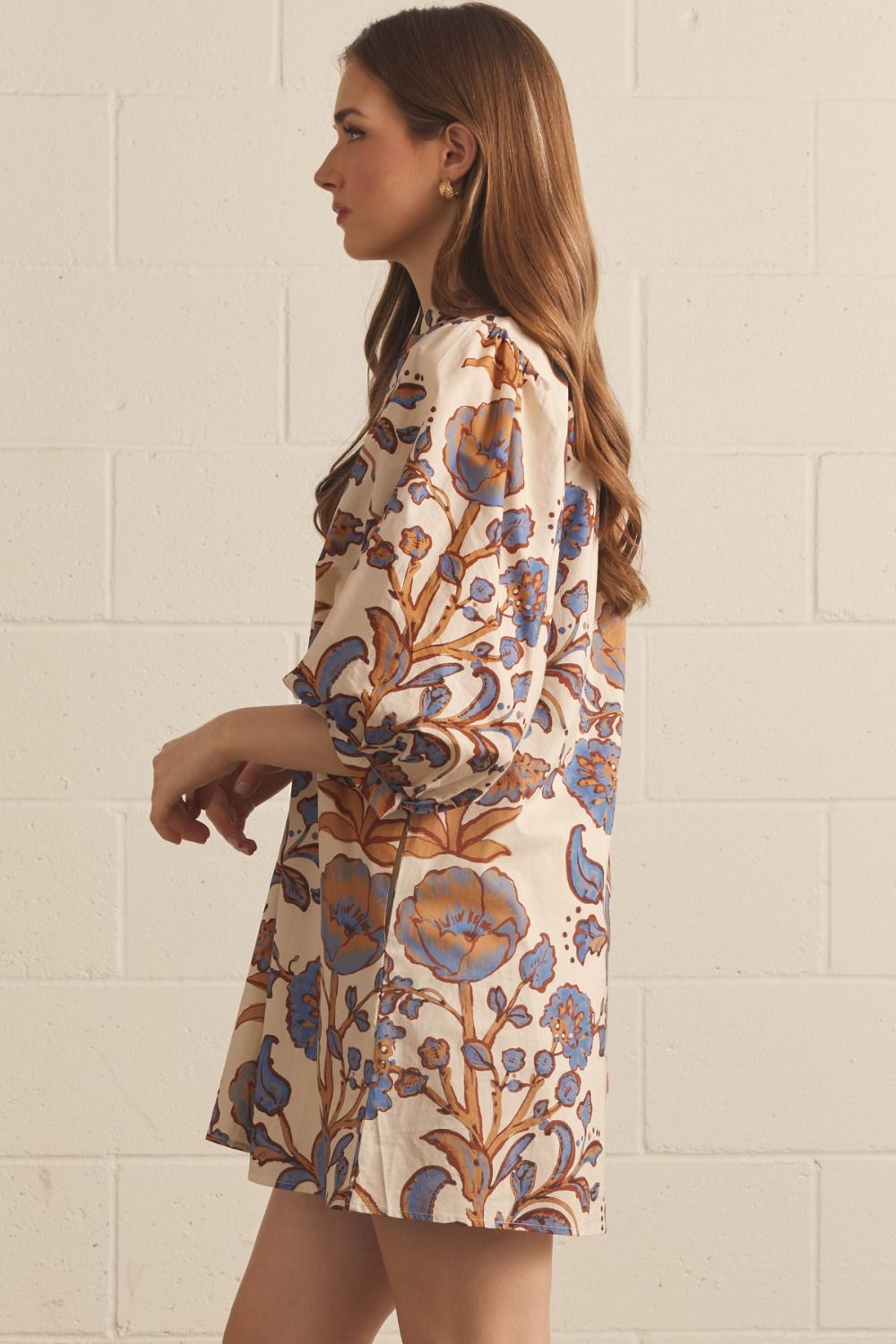 Cream Floral VNeck Dress