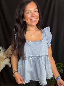 Denim Tie Back Top