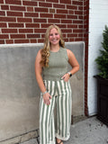 Olive Washed Cable Knit Sleeveless Top