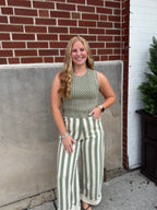 Olive Washed Cable Knit Sleeveless Top