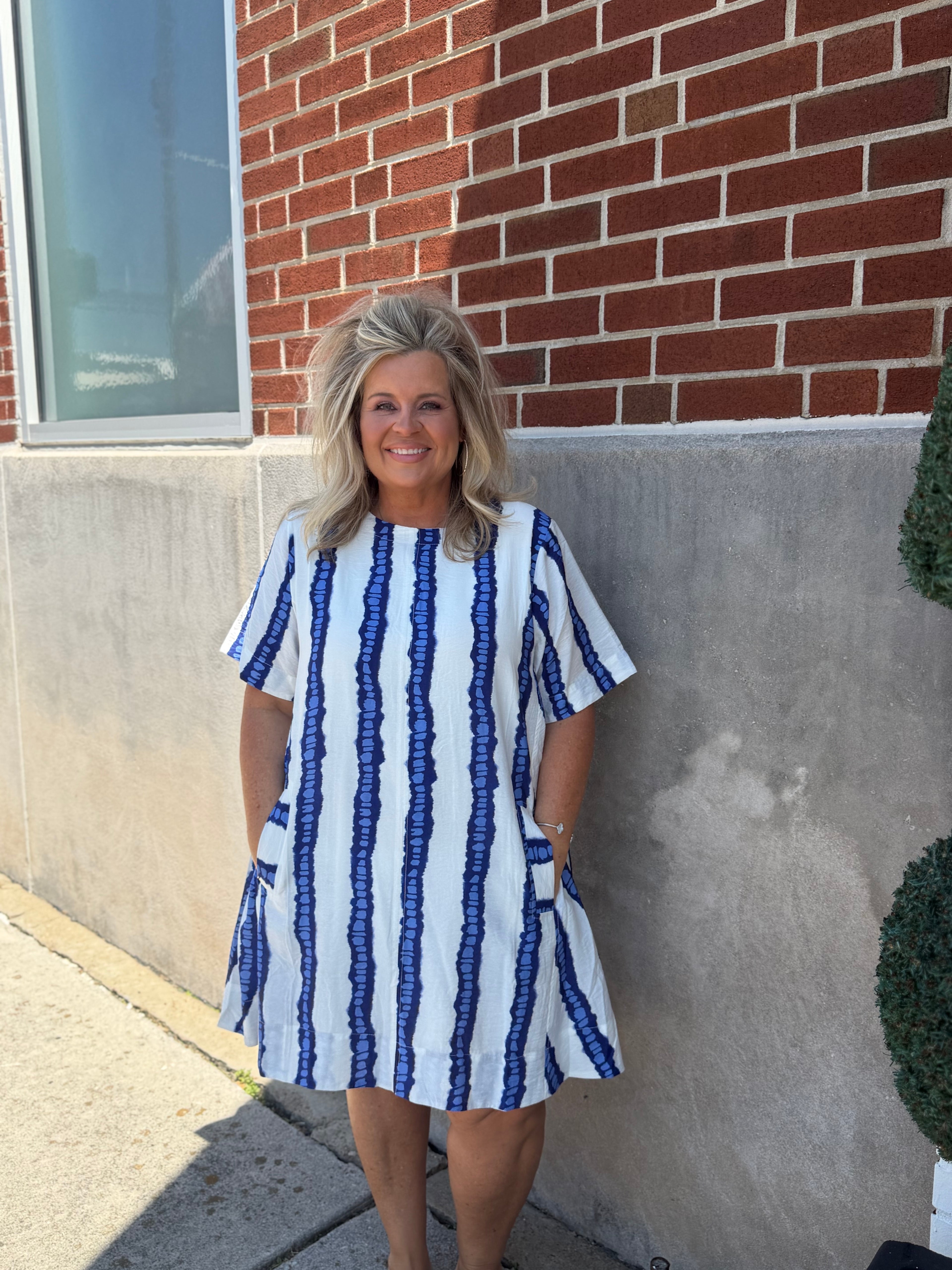 White w/Blue  Vertical TyeDye