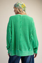 Green Washed Thermal Pullover