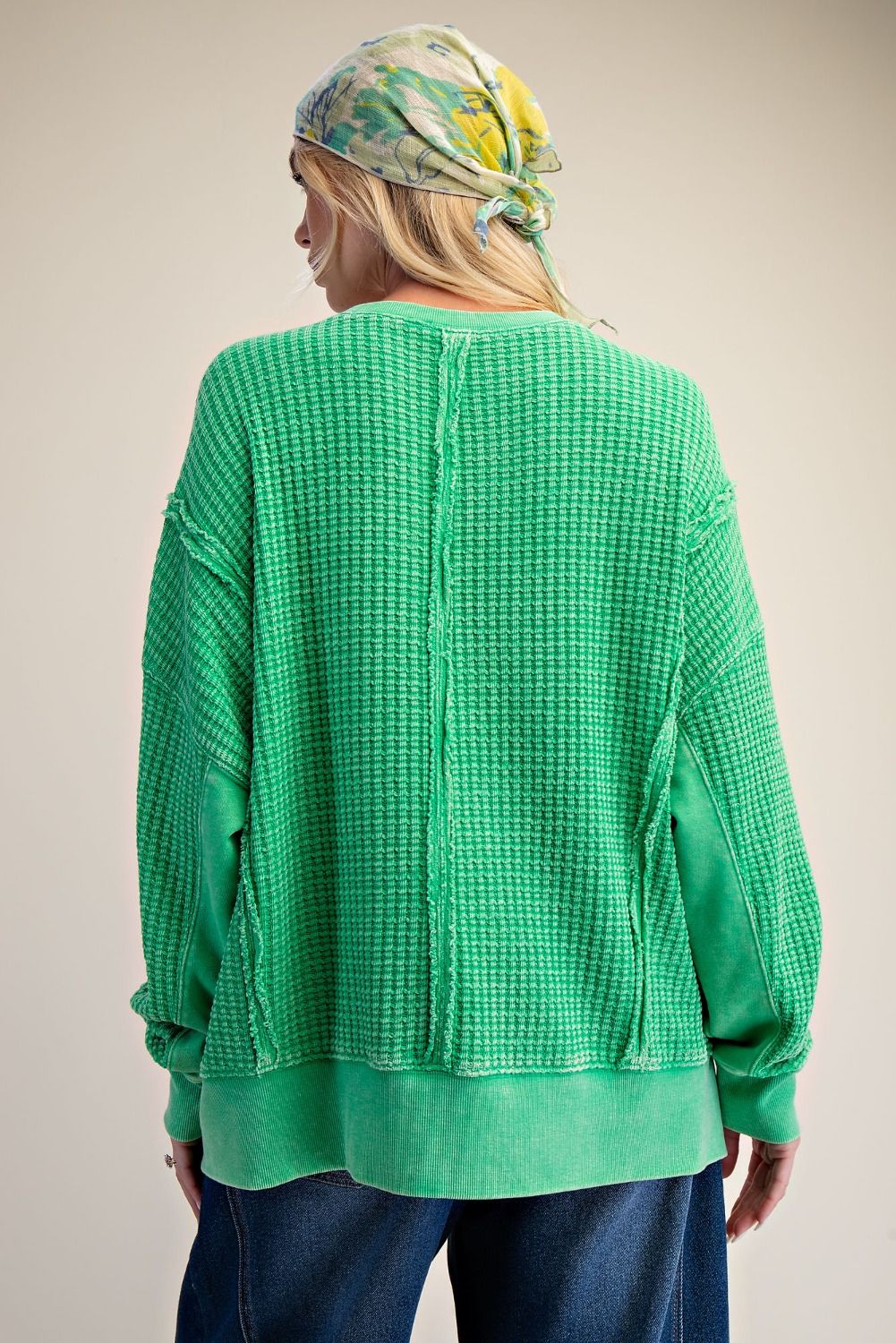 Green Washed Thermal Pullover