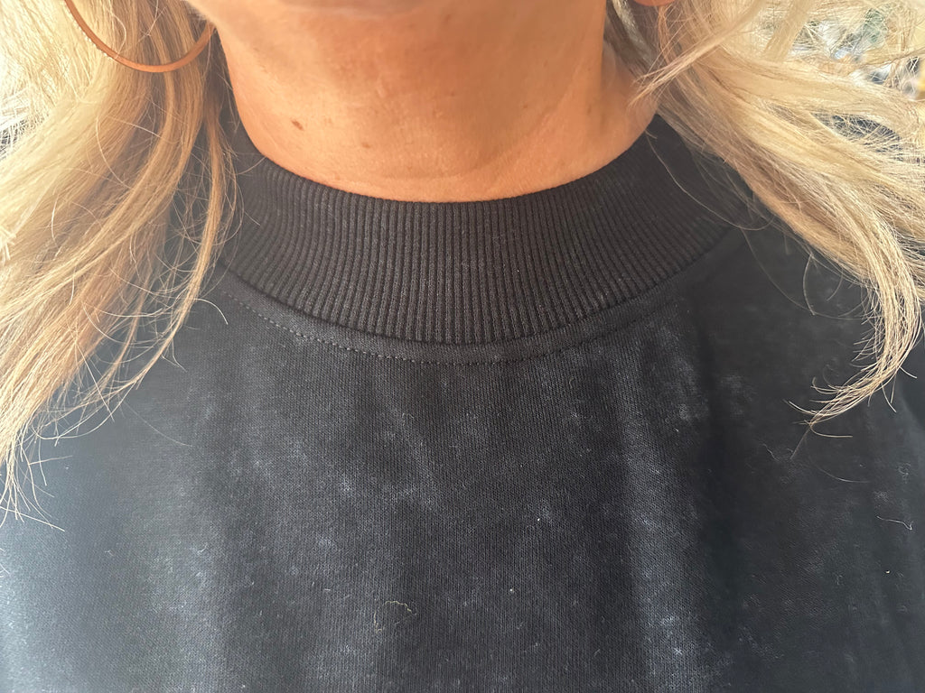 Black Solid Mock Neck Sweatshirt