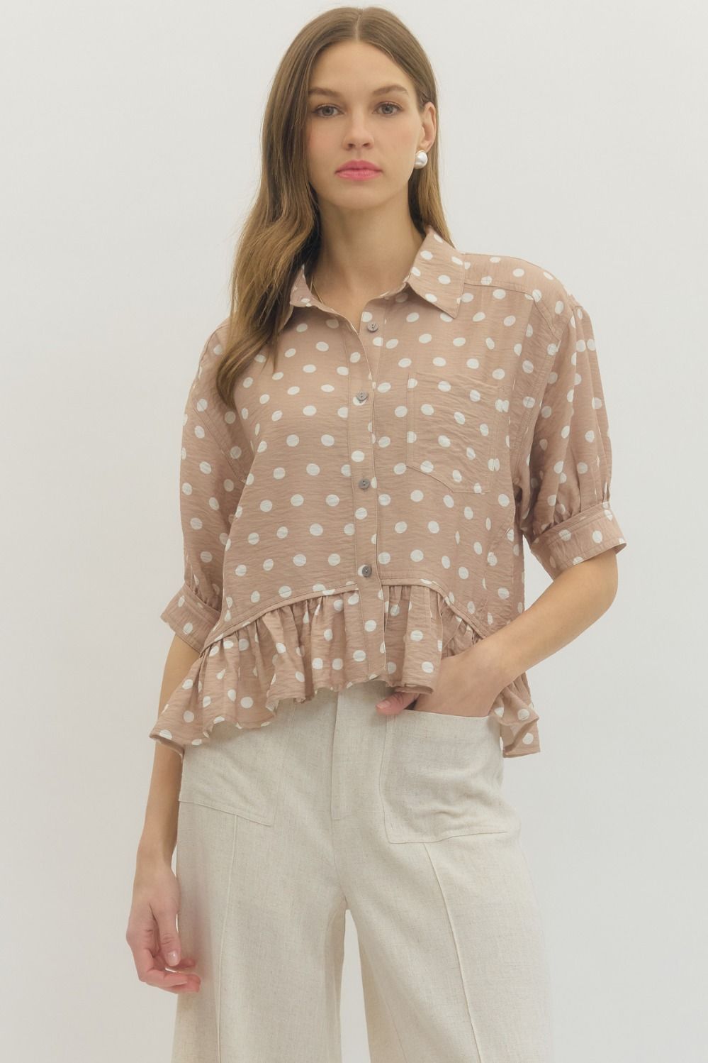 Sand Polka Dot Top