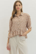 Sand Polka Dot Top