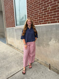 Navy Collar Short Sleeve Top