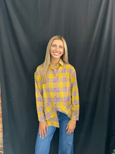 Load image into Gallery viewer, Mustard Plaid Button Down
