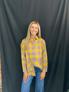 Mustard Plaid Button Down