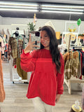 Candy Red Terry Wash Top