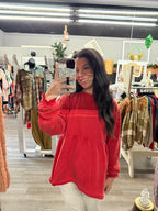 Candy Red Terry Wash Top