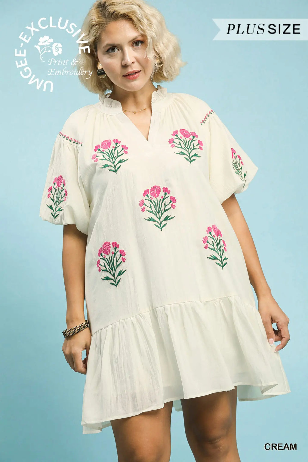 Curvy Cream Floral Dress