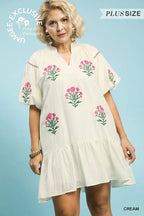 Curvy Cream Floral Dress