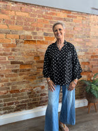 Black VNeck Polka Dot Blouse
