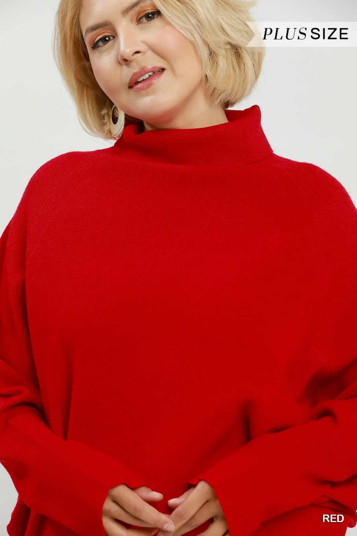 Curvy Red Dolman Sleeve Top