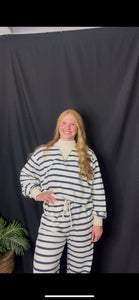 Navy/Cream Striped Oversized Set