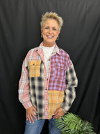 Rose combo flannel top