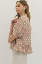 Sand Polka Dot Top