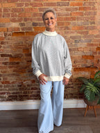 Floral Grey Mock Neck