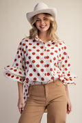 Cappuccino 3/4 Sleeve Dot Shirt