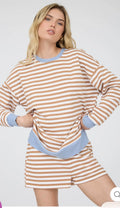 Khaki Multi Striped Short Set