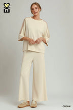Cream Luxe Knit Pant Set