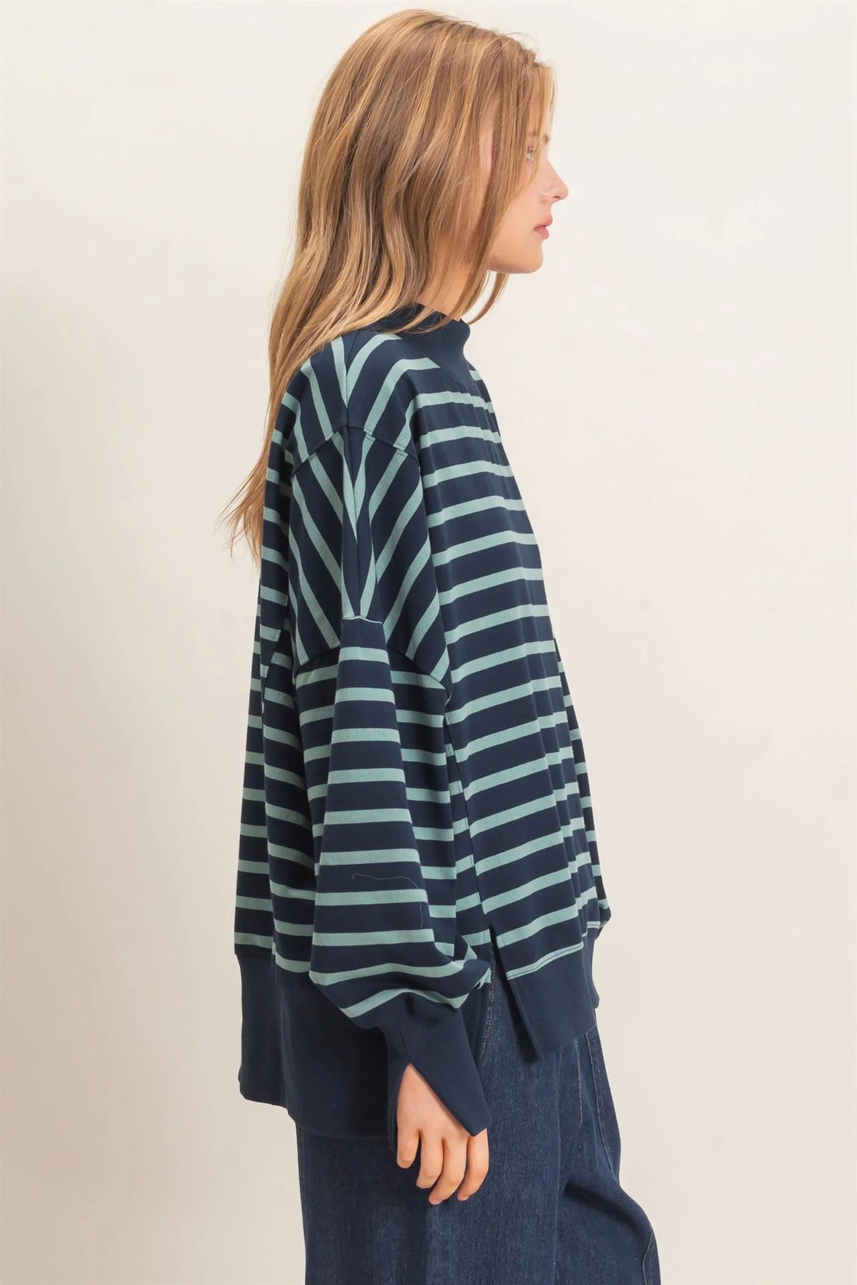 Navy/Sage MockNeck