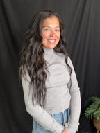 Heather Grey Ribbed Mock Neck Top