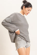 Black Thin Striped Top