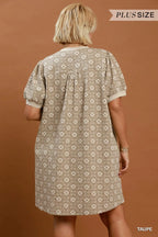 Curvy Taupe Floral Textured Dress