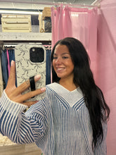 Load image into Gallery viewer, Dusty Blue Striped Sweater
