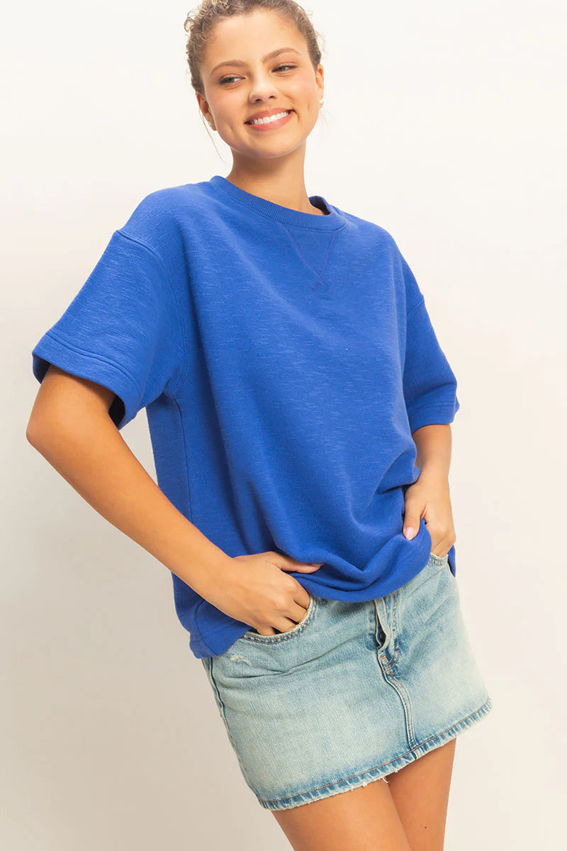 Blue Boxy Fit Top