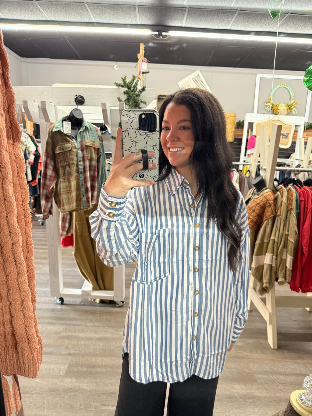 Chambray Striped Blue Button Down