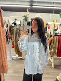 Chambray Striped Blue Button Down