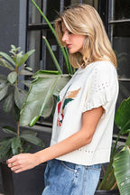 Duck Graphic Short Sleeve Sweater