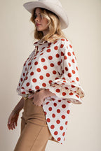 Cappuccino 3/4 Sleeve Dot Shirt