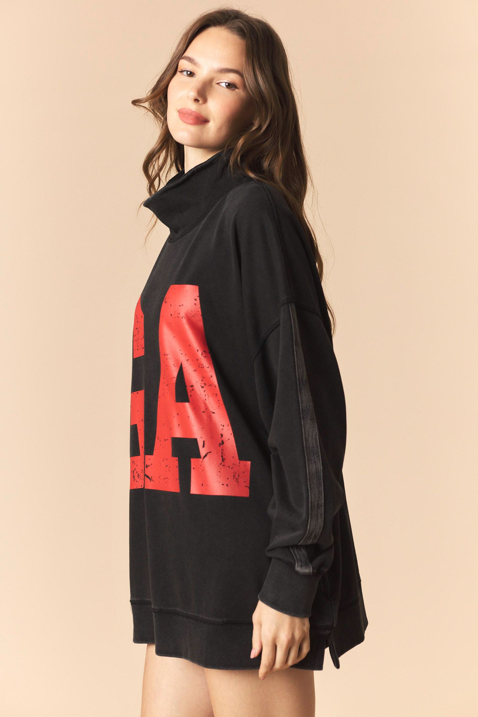 Black Ga Mock Neck