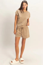 Solid Mocha Short Set