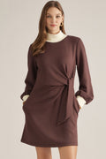 Brown Side Tie Dress