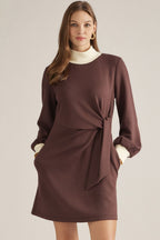 Brown Side Tie Dress